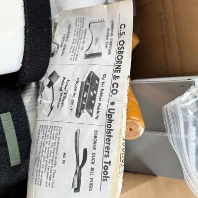 Needlework kits and yarns, Collection of hand needles, wooden needle holders, sewing kits