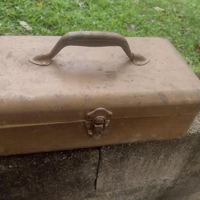 Pair of Vintage Metal Tackle Boxes and Includes My Buddy Tackle Box and a Penn Peerless #9 Fishing Reel