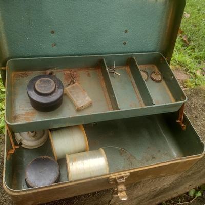 Pair of Vintage Metal Tackle Boxes and Includes My Buddy Tackle Box and a Penn Peerless #9 Fishing Reel