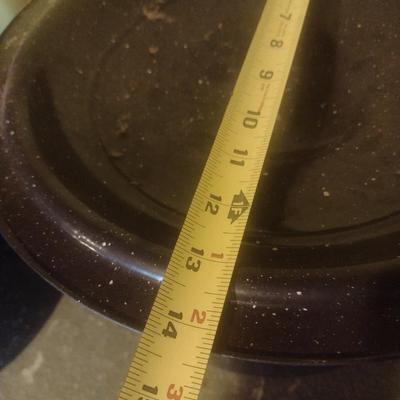 Collection of Enamel Graniteware Water Bath Canning Pots and Roasting Pan