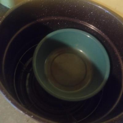 Collection of Enamel Graniteware Water Bath Canning Pots and Roasting Pan