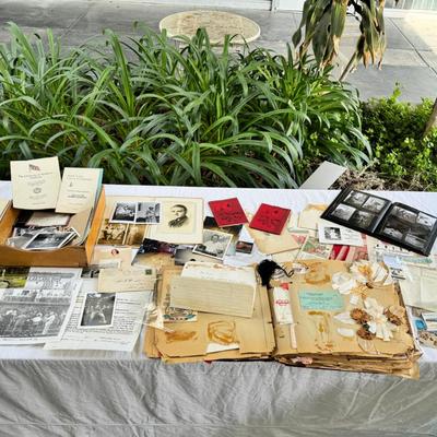 Scrapbook, photographs, photo album, handwritten letters and cards