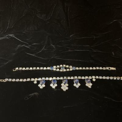 Sale Photo Thumbnail #200: Stunning rhinestone jewelry in perfect condition. Necklace is 16” and bracelet is a dainty 6.5”