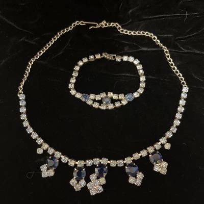 Sale Photo Thumbnail #199: Stunning rhinestone jewelry in perfect condition. Necklace is 16” and bracelet is a dainty 6.5”