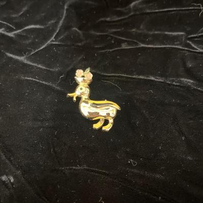Sale Photo Thumbnail #205: Vintage purple cuff links along with bug, cat, duck and hummingbird pins
