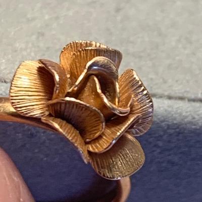 14k Gold Floral Design Estate Ring - Size 4