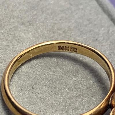 14k Gold Floral Design Estate Ring - Size 4