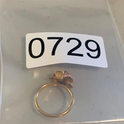 14k Gold Floral Design Estate Ring - Size 4