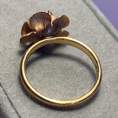 14k Gold Floral Design Estate Ring - Size 4