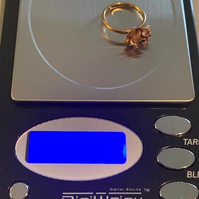 14k Gold Floral Design Estate Ring - Size 4