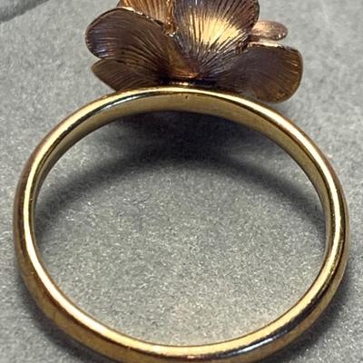 14k Gold Floral Design Estate Ring - Size 4