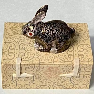Vintage Chinese Cloissone Rabbit Figure