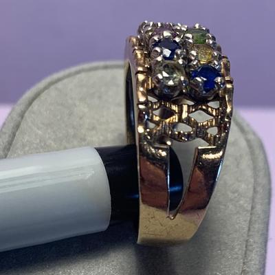 10k Cornelia’s Jewels Multi Color Stone Estate Ring 6.7 grams Ring Size 9