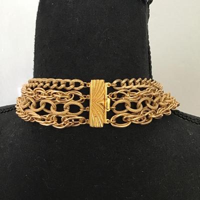 Gorgeous vintage 1970s gold tone, statement, necklace, multi layered