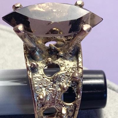 Large 14k Estate Ring w/ Amber Stone 6.2 grams - Ring Size 7
