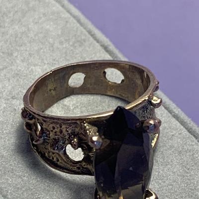 Large 14k Estate Ring w/ Amber Stone 6.2 grams - Ring Size 7