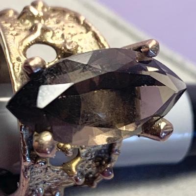Large 14k Estate Ring w/ Amber Stone 6.2 grams - Ring Size 7