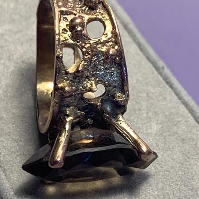 Large 14k Estate Ring w/ Amber Stone 6.2 grams - Ring Size 7