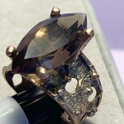 Large 14k Estate Ring w/ Amber Stone 6.2 grams - Ring Size 7