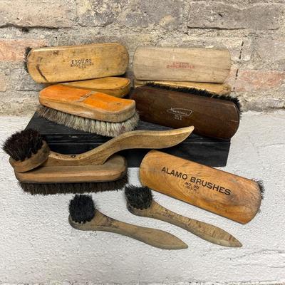 Sale Photo Thumbnail #233: Large set of vintage brushes - said to have come from a shoe shiner