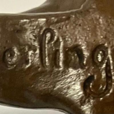 Vintage Bronze Sculpture Of Boy By Sculptor Herlinger