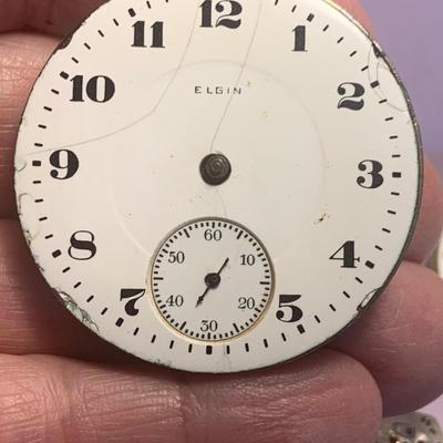 Vintage Elgin Pocket Watch Movements/ Parts Lot