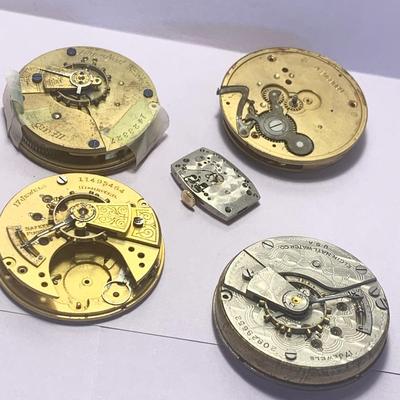 Vintage Elgin Pocket Watch Movements/ Parts Lot