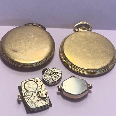 Vintage Bulova Pocket Watch / Wristwatch Parts Lot