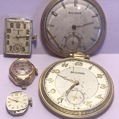 Vintage Bulova Pocket Watch / Wristwatch Parts Lot