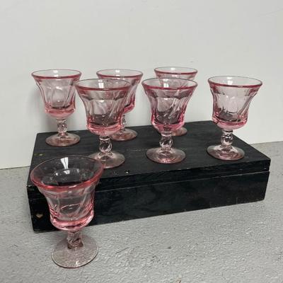 Sale Photo Thumbnail #276: Set of 7 footed Jamestown sherry glasses