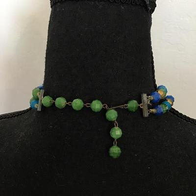 Beautiful, gorgeous colors, bead double strand statement, necklace faux glass but very beautiful colors