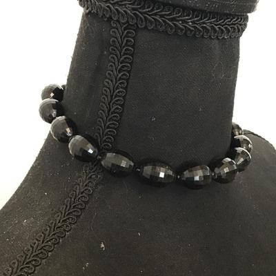 Beautiful vintage, West Germany jet black beaded choker style necklace