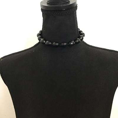Beautiful vintage, West Germany jet black beaded choker style necklace