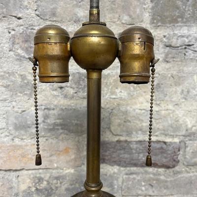 Sale Photo Thumbnail #4: Stunning! Functioning lamp with silk shade, and look at them feets! Finial does have some damage to the threads.