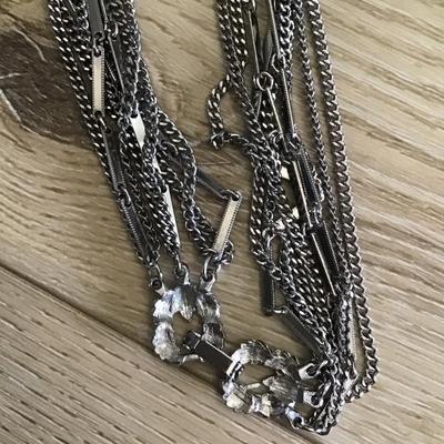 Gorgeous Silver tone multi strand necklace, long excellent condition beautiful clasp