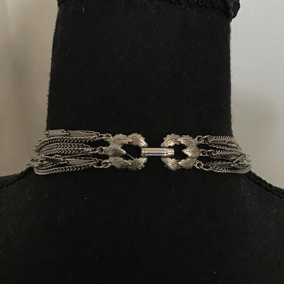 Gorgeous Silver tone multi strand necklace, long excellent condition beautiful clasp