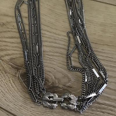 Gorgeous Silver tone multi strand necklace, long excellent condition beautiful clasp