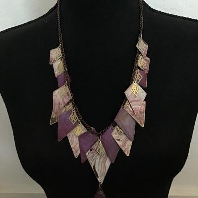 Cool vintage purple metal triangle charm necklace really cool necklace