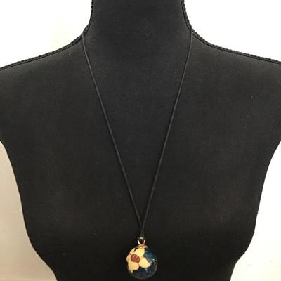 Beautiful flower, chime, ball chime necklace Cloisonne Vintage Nib