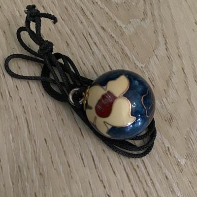 Beautiful flower, chime, ball chime necklace Cloisonne Vintage Nib