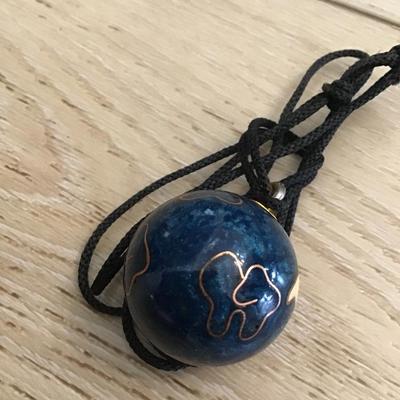 Beautiful flower, chime, ball chime necklace Cloisonne Vintage Nib