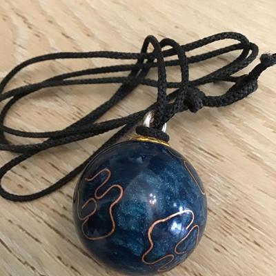 Beautiful flower, chime, ball chime necklace Cloisonne Vintage Nib