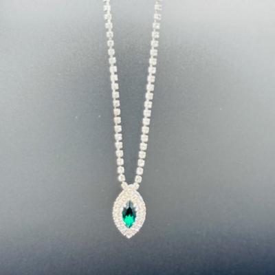 Vintage Green Rhinestone Crystal Adjustable Necklace