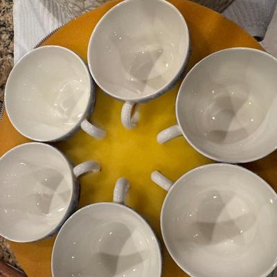 Queensware - Lavender on Cream. 12 piece teacup & saucers. Teacups in original 2-tiered packing case.