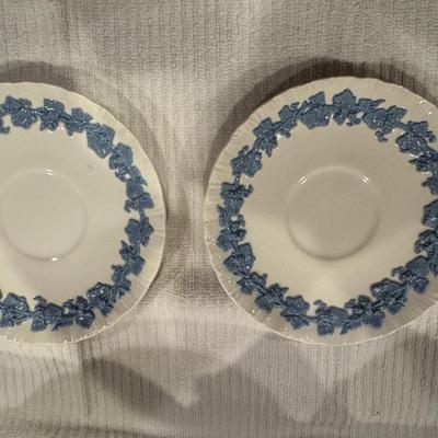 Queensware - Lavender on Cream. 12 piece teacup & saucers. Teacups in original 2-tiered packing case.