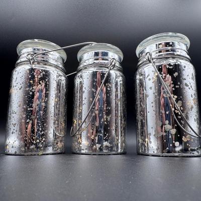 VALERIE PARR HILL MERCURY GLASS JARS/CANDLE HOLDERS w/HANDLES