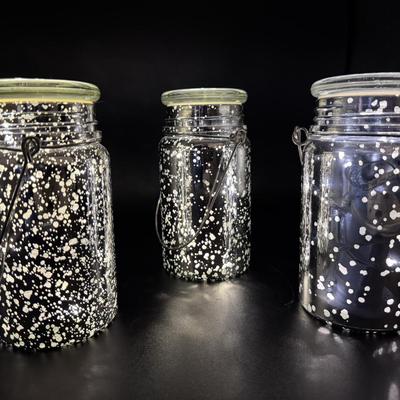 VALERIE PARR HILL MERCURY GLASS JARS/CANDLE HOLDERS w/HANDLES