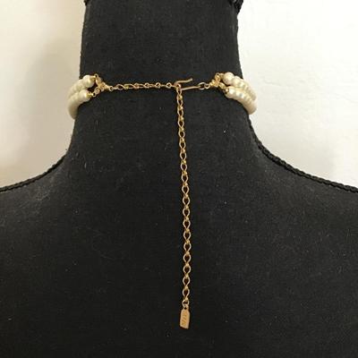 1928 double strand pearl and crystal 14 inch choker