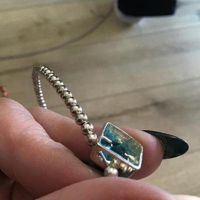 Beautiful 925 sterling, silver collar, and 925 sterling silver gemstone pendant