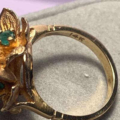 14k Gold Floral Estate Ring 4.4 grams Ring Size 4.5
